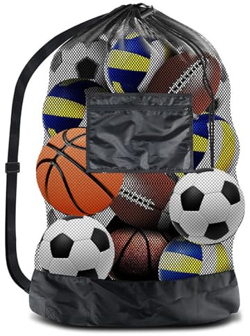 30” x 40” Ball Bags for Football, LIAMGUS Extra Large Drawstring Mesh Bag for Balls, Heavy Duty Training Equipment Bag with Shoulder Strap, for Rugby Volleyball Football Training Equipment(101*76cm)