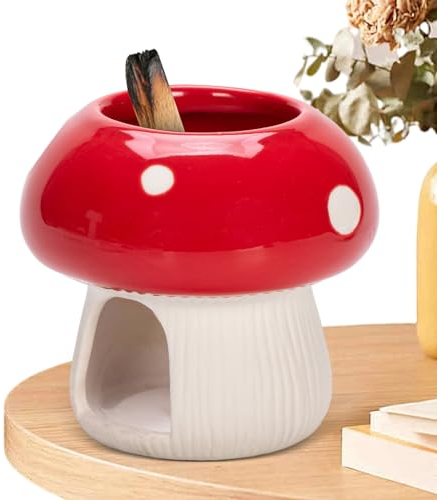Suphyee Tray Ash Catcher | Cute Ceramic Mushroom Cone Incense Burner,Decorative Tray for Meditation,Yoga,Reading,Mushroom Incense Holder for Santo Sticks