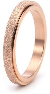 Skcess Engagement Ring Roségold, Titan Trauringe Mattiert Und Drehbar Geschenke für Damen Frauen Freundin Größe 57 (18.1)