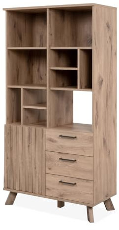 Furn.Design Highboard in Eiche Holz, Sideboard für Wohnzimmer und Esszimmer mit 3D-Reliefoptik, Regalschrank 85 x 160 cm, Douro