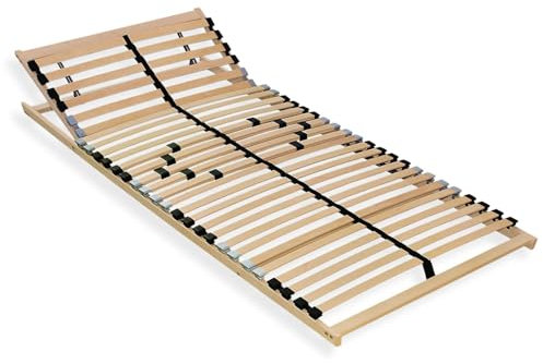Sleepneo Lattenrost 80x200, Kopfteil verstellbar, Ergonomischer 7-Zonen-Lattenrost, Buchenholz, 28 Latten, Selbstmontage, hohe Traglast bis 150Kg