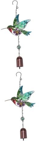 BESPORTBLE 2stücke Bunte Glas Metall Garten Wandkunst Deko Hängende Windspiel Einzigartige Garten Dekoration Für Innen Und Außen Für Balkon Terrasse Schlafzimmer Und Festlichkeiten