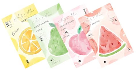 Kawaii Obst Notizblock im Taschenformat, 4 Bücher, Papier