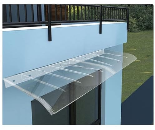 Outdoor Door Canopy Awning Shelter with Transparent Polycarbonate Cover 50x260cm/2m Rain and UV Resistant Curved Design for Protection and Style