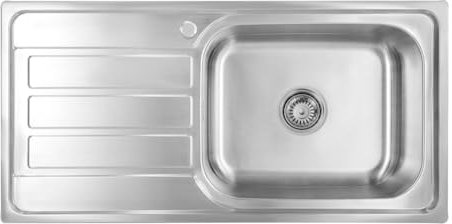 Proaja Fregadero de cocina de acero inoxidable 304, rectangular, 100 x 50 x 18 cm, con lavabo XXL de 50 x 40 cm, fregadero de cocina, grande, 1 lavabo (escurridor izquierdo)