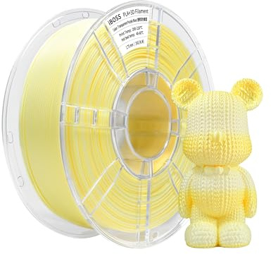 iBOSS Seide Gradient PLA+3D Drucker Filament 1,75+/-0,02 mm, 1 kg Spule (2,2lbs) Zweifarbiges PLA Pro 3D-Filament, Passend für die meisten FDM-Drucker (Farbverlauf Gelb Weiß)
