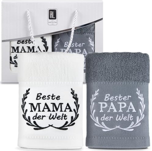 Panelee Mama und Papa Geschenk 35 x 70 cm Geburtstagsgeschenk für Mama und Papa Handtuch Geschenke für Eltern Muttertagsgeschenk Vatertagsgeschenke Weihnachten