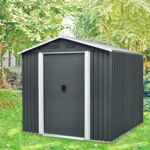 Pergart Gerätehaus Dresden II 86, schwarz, 3,66 m² | Wetterfestes & stabiles Gartenhaus | Geräteschuppen aus verzinktem Stahlblech | Metallgerätehaus zur Aufbewahrung von Werkzeug