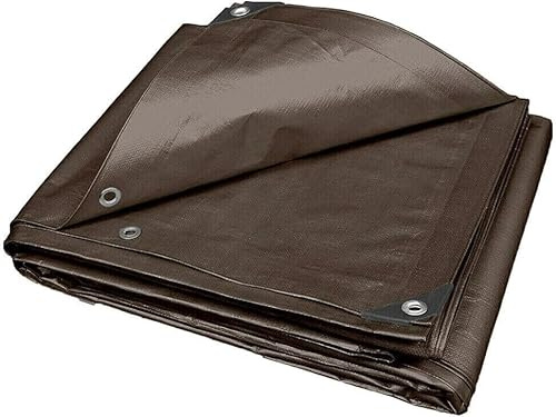 40x60Ft,Tarps Heavy Duty Waterproof, 10Mil Poly Tarps, Brown Multipurpose Tarpaulin with Metal Grommets, Edge Reinforcement Tear Resistant, UV Resistant, Camping, Outdoor Coverings