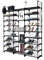 CELORVINI Étagère à Chaussures Métallique 9 Niveaux - Capacité 50-65 Paires - Avec Crochets - Pour Entrée, Salon, Chambre - 127x30x160 cm，Noir
