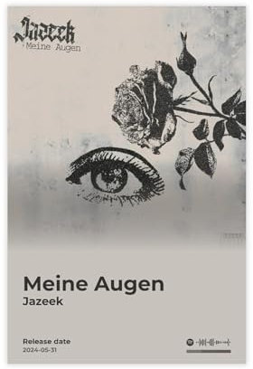 Jazeek Kunstposter, cooles Rapper-Hip-Hop-Sänger-Musik-Rap-Album, Meine Augen, Titelliste, Fans, Geschenk, Leinwand, Poster, Wandkunst, Dekordruck, Gemälde für Wohnzimmer, Schlafzimmer, Dekoration, 60