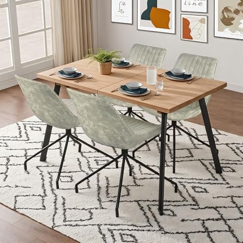 Twinice Esszimmerstühle 4er Set, drehbare Esszimmerstühle, Küchenstuhl, Drehstuhl, Stühle Esszimmer, Metallbeine, Sand, für Wohnzimmer, Esstisch, Arbeitszimmer, Schminktisch, Küchenstühle
