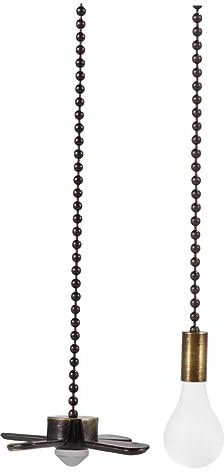 NUOBESTY 2pcs Ceiling Fan Pull Chain Extension with Fan and Light Bulb Design Vintage Pull Cord and Lighting Fixtures