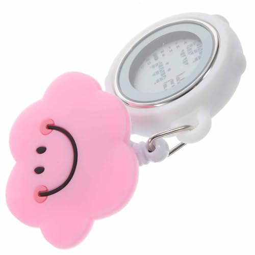 Garneck Montre à Clip Numérique Rose en Silicone et Métal, Chronographe | Montre Infirmière Clip, Alarme, Affichage Date, pour Infirmières et Personnel Hospitalier