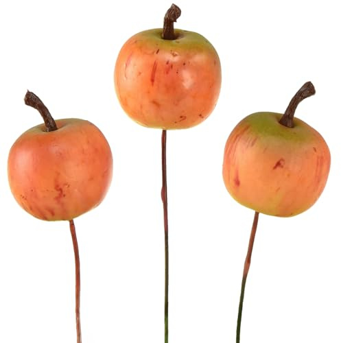 Viana Künstlicher Apfel Deko 3cm am Draht - 24 Stück für kreative Tischdekoration und Bastelprojekte
