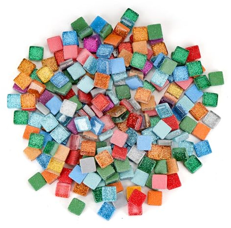 WENLISELL 1KG Square Mosaic Tiles Arts and Crafts, 1x1x0.4cm Mixed Color | Glitter Mosaic Pieces for Crafting, Crystal Mosaic Tiles for Crafts, Arts, DIY, Flower Pots, Home Decoration, Photo Frame