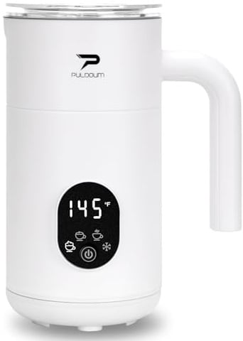 Montalatte elettrico 4 in 1, montalatte elettrico e vaporizzatore automatico, 350 ml, schiuma calda e fredda per caffè, latte, cappuccino, macchiato, cioccolata calda (bianco)