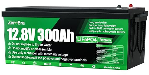 LiFePO4 Batterie 12V 300Ah,3840Wh Lithium Battery mit Temperaturschutz von 200A BMS,15000+ Deep Cycle, Unterstützt Serien/Parallelschaltung für Energiespeicher für zu Hause