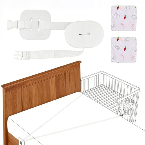 Wulshome 8m Weiß Beistellbett Befestigung Boxspringbett Verstellbarer, Universelle Baby Bettgitter Beistellbett Verlängerung, mit 2 Baby Speichel Handtuch, für Boxspringbetten und Kinderbetten