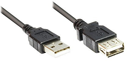 Verlängerung USB 2.0 Stecker A an Buchse A, schwarz, 5m, Good Connections®