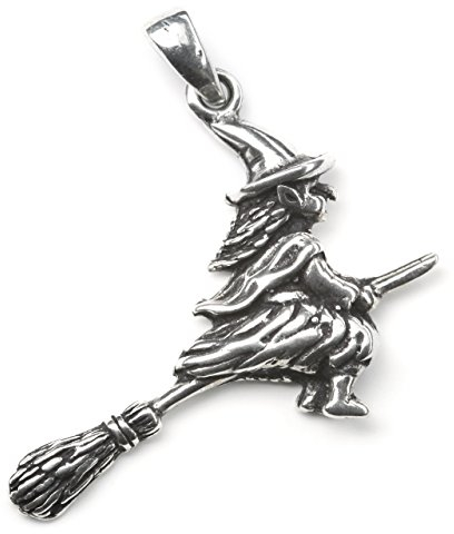 Drachensilber Anhänger Hexe 925 Silber Schmuck Wicca Hexen Kettenanhänger Silberschmuck Frauen