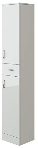 VeeBath NTSW30 Linx Free Standing Tall Bathroom Cabinet White High Gloss Storage Tallboy Cupboard Furniture - 350 x 300mm