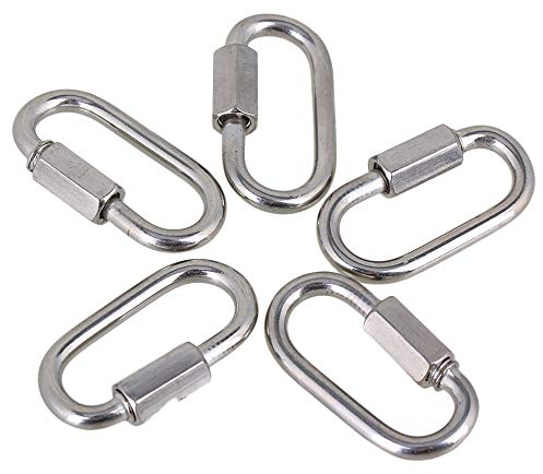 CNBTR Haken mit Schnellverschluss, M8, 35 x 19 mm, Edelstahl-Karabiner mit Gewinde und Mutter, 5 Stück