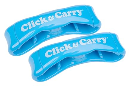 Click & Carry Einkaufstasche – wie auf Shark Tank zu sehen, weicher gepolsterter Griff, freihändige Einkaufstasche, Plastiktütenhalter, Sportausrüstung, klicken und tragen mit Leichtigkeit, Blau, 1