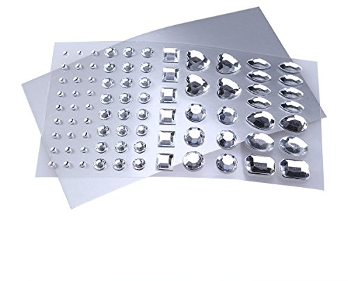 Selbstklebende Acryl Rhinestone Sticker Verschiedenen Formen und Bastelprojekte und Dekorationen Weiße Glitzersteine für Scrapbooking und Face Painting