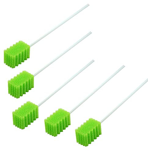 MUNKCARE Hisopos orales tratados con hisopos dentales con sabor a denticia, envueltos individualmente, forma de diente verde fruta para limpieza de cavidades orales, caja de 100 unidades