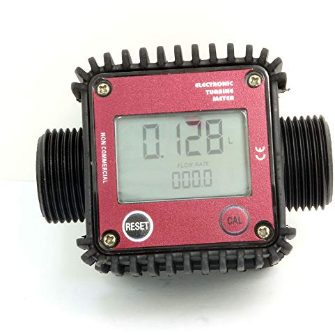Nuzamas Digitaler Durchflussmesser für Gas-, Öl-, Kraftstoff-, Chemikalien- und Wasserschlauch, 2,5 cm, maximal 120 l/m