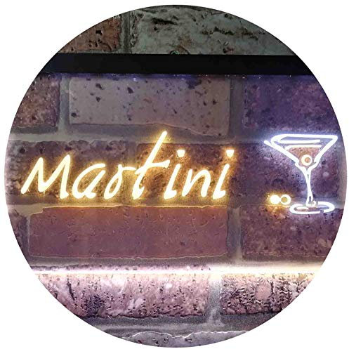 Martini Club Wine Bar Illuminated Dual Color LED Neon Sign White & Yellow 400 x 300mm st6s43-i0551-wy