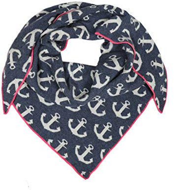 Zwillingsherz Dreieckstuch Stola Schal mit Kaschmir und Wolle für Damen Mädchen Jungen Kinder - Hochwertiges Cashmere Halstuch im Anker Print Muster Motiv - Multifunktionstuch für Sommer Herbst Winter