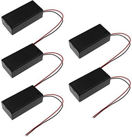 The Lord of the Tools 5pcs Boîtier de Support Stockage Batterie 9V PP3 avec Couvercle d'interrupteur Marche/Arrêt en Plastique Noir et Fil 1007# 26AWG pour Batterie 6F22