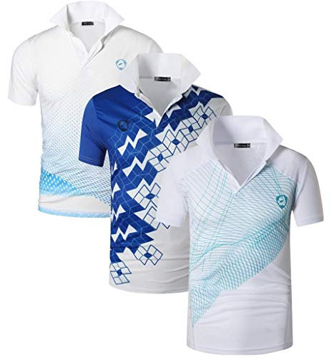 jeansian Herren 3 Stuck Mischen Pack Sport Polo T-Shirt LSL195 224 244 White XXL
