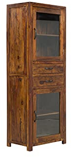 Woodkings® Holz Vitrine Palison Palisander Massivholz rustikal Wohzimmerschrank, Holzschrank, Vitrinenschrank