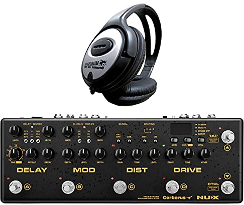 Nux Cerberus Multi-Effektgerät für E-Gitarre + keepdrum Kopfhörer