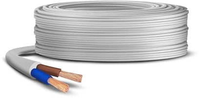 Primes DIY 2 Core Round White Flex Flexible Cable, stranded electrical copper wire, Insulated Flexible PVC Wire, Stranded Wire High Temperature Resistance, 3182Y BASEC Approved 0.75mm(4 Meter)