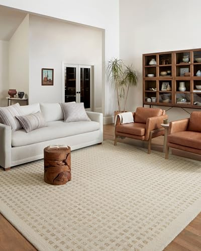 Loloi Chris Loves Julia Polly 5'-0 x 7'-6 Area Rug in Ivory/Natural - Large Neutral Area Rug, Unique Patterned Rug for Living Room, Bedroom, Dining Area, Home Office