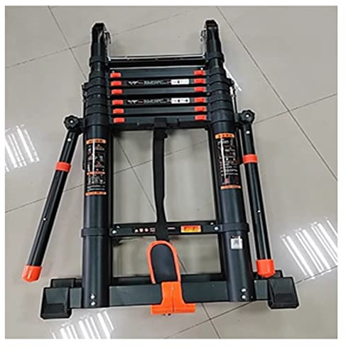 WYYZH Telescoping Ladder Attic Ladder with Support Bar Safety Lock Design for Outdoor Indoor Use Can Be Used As A Straight Ladder (Size : 3.7m/12.14ft)