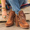 HOTRA Stivaletti da Donna Stivali Piatti retrò con Nappe Scarpe in Pelle Scamosciata Boho Stivali Corti da Cowboy Stivali da Trekking da Motociclista (Color : Brown, Size : 40 EU)