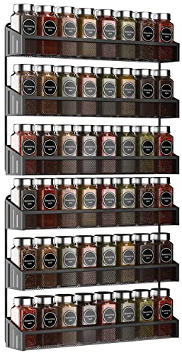 Hanging Spice Racks Wall Mounted 2 Set Large, Metal Chrome Narrow Spice Organizer for Jars Storage, Kitchen, Inside Cupboard or Cabinet Doors