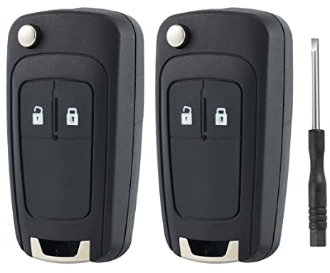 Betterher 2 Pezzi Guscio Chiave Auto 2 Tasti Telecomando Ricambio Chiave compatibile con Opel Vauxhall Astra Insignia Vectra Corsa Mokka;Chevrolet Aveo Matiz Cruze Captiva Spark Orlando Trax