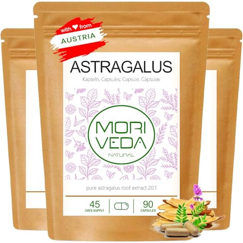 MoriVeda Astragalus Kapseln 270 Stk. 1600mg - Tragant vegan | Astragalus kapseln hochdosiert - 20:1 Extrakt Tragant vegan