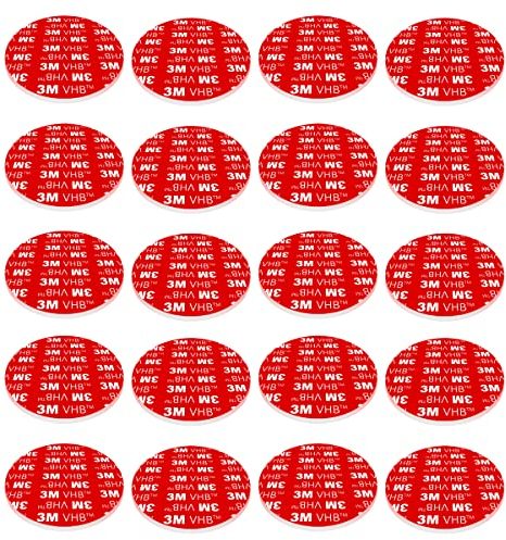 Rusoz Double Sided Sticky Pads 20Pcs Heavy Duty Strong Clear Self Adhesive Pads Waterproof No Marks foam Carpet tape 3cm in Diameter Round for Indoor & Outdoor Use