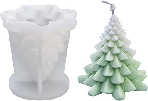 EKKJNQ Weihnachtskerzenform, 3D Weihnachtskuchenmann und Kiefernbaum, Kürbis, Silikonform handgemachte Wachskerze Form DIY Handwerk Harz Form Familie Party Dekoration (Kiefer)