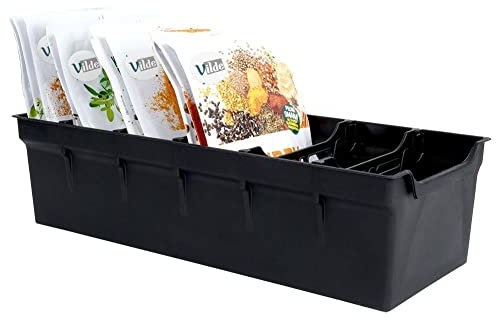Vilde Küchenorganizer Gewürzbehälter Aufbewahrungbox für Gewürztüten schwarz 30x13x8 cm