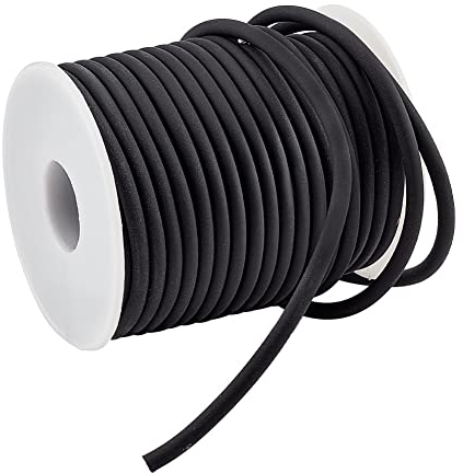 NBEADS 16.4 Verga/15 m Cuerda de goma sólida, 4mm Negro Blanco Plástico Cuerda Hueca de Caucho Tubo Cordón Redondo Cordón Elástico Perlas Artesanía Stretch String para DIY Artesanía Hacer