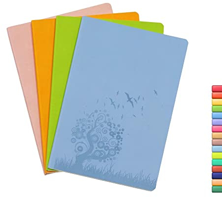 SINOBAND B6 Größe buntes PU Leder Tasche schreiben Notebook 4 Stück liniert Journal Tagebuch Notebook täglich Notizblock niedlich Reise Journal Thema Notizbücher für Büro und Schule (zufällige Farbe)