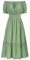 SCARLET DARKNESS Women Vintage Cottagecore Maxi Dress Square Neck Short Sleeve Summer Boho Dresses Green L